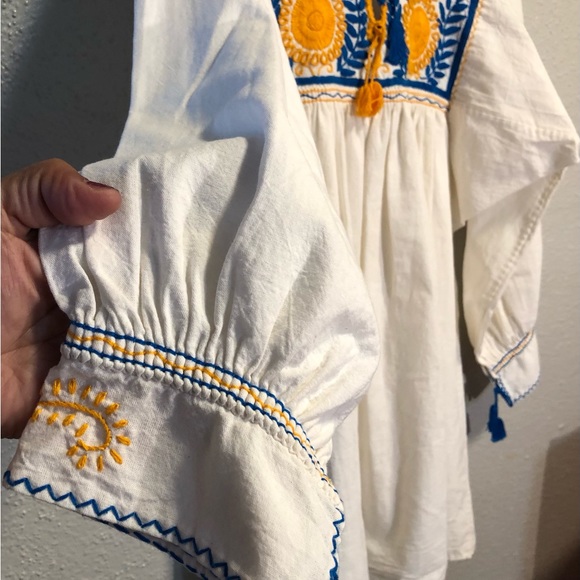 KIMILI Embroidery Blouse/ Dress Medium Cream Light Blue - Picture 4 of 9